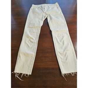 VINEYARD VINES Women's White Cropped Stretchy Raw Hem Skinny Jeans Size 4